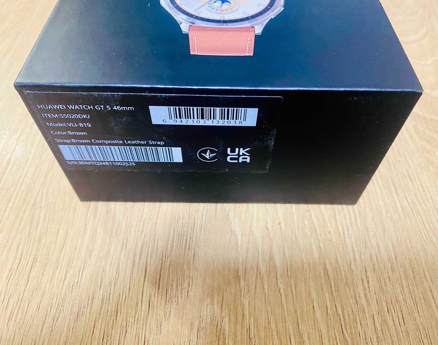 КАТО НОВ !!! Huawei Watch GT 5, 46mm, Brown Composite Leather Strap