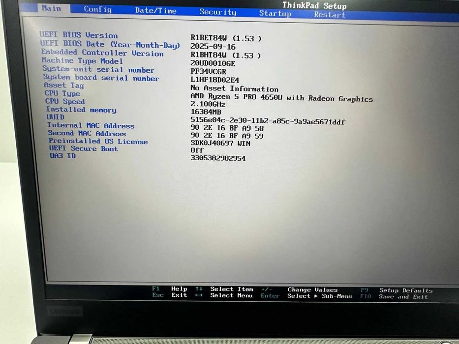 Laptop SH Lenovo Thinkpad T14 AMD Ryzen 5 PRO 4650U 512/16gb bat noua