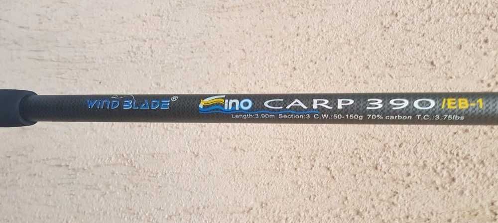 SET 4 Lansete 3,9 metri WIND BLADE Fino CARP EB-1 din 3 bucati 3,75LBS