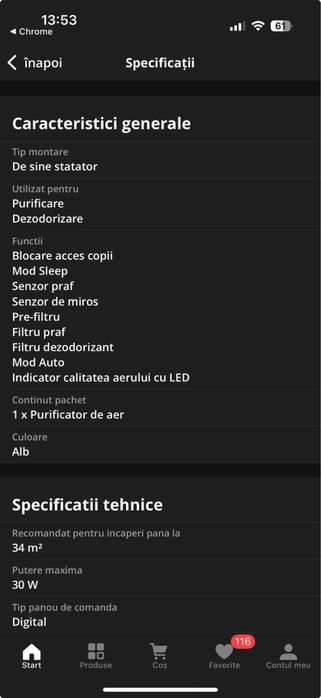 Vand Purificator de aer Samsung