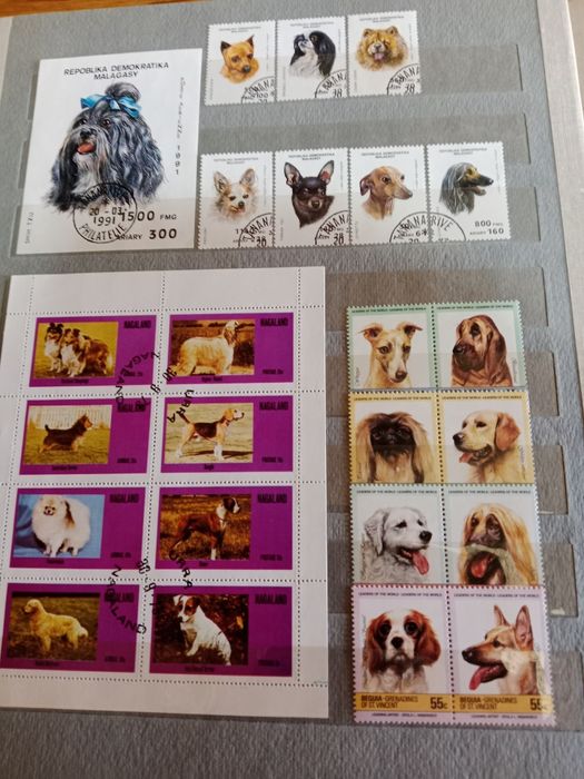 Марки почтовые : собаки и лошади