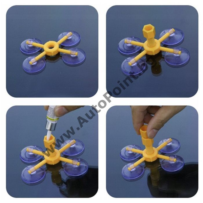 Ремонтен комплект лепило предно авто стъкло спукано пукнато счупено