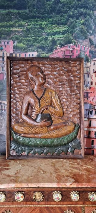 Tablou Sculptat Manual Lemn Masiv Budha