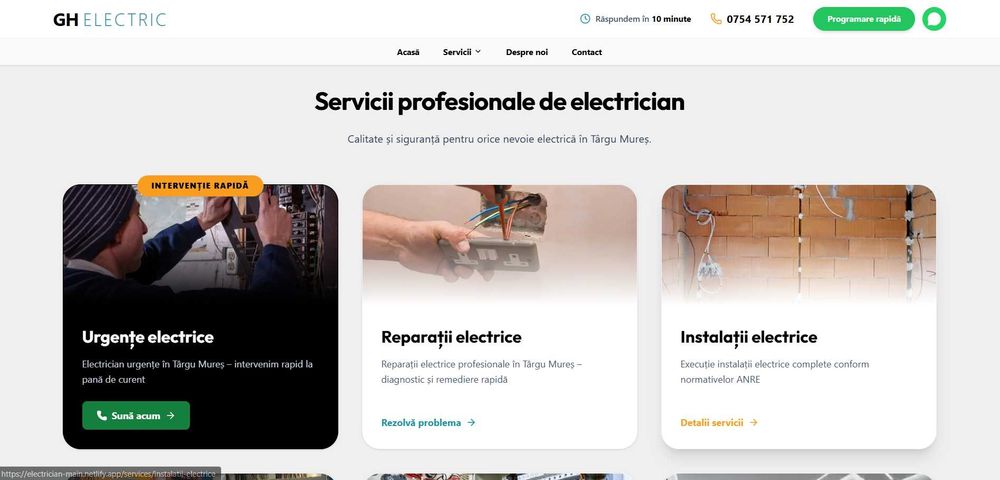 Site pentru Electricieni București | Mai multe apeluri din Google + WhatsApp