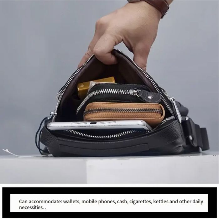 Мъжка изискана и луксозна кожена чанта /Черна естест•кожа -9% Промоция