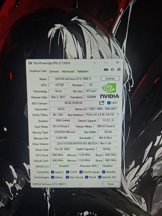 ПРОДАМ 1080ti 11gb от Asus.