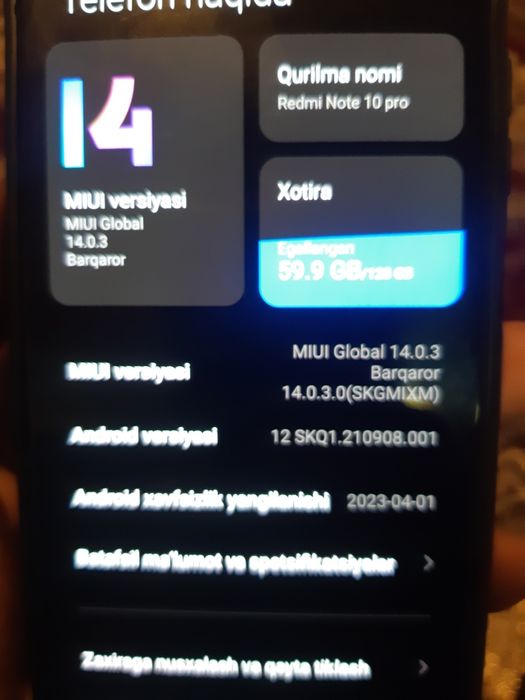 Redmi not 10 pro