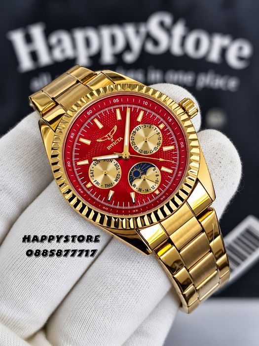 INVICTA Emerald gold red dial unisex 38 mm, Инвикта нов унисекс часовник