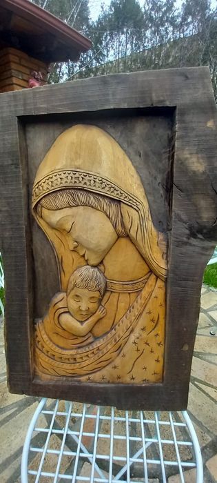 Sculptura lemn, icoana veche