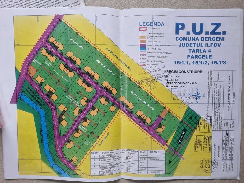 Vand 2 terenuri de 960 mp fiecare, pe strada Bistrita, comuna Berceni