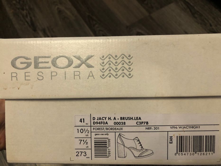 Geox оксфордки дамски обувки естествена кожа дебел ток 41