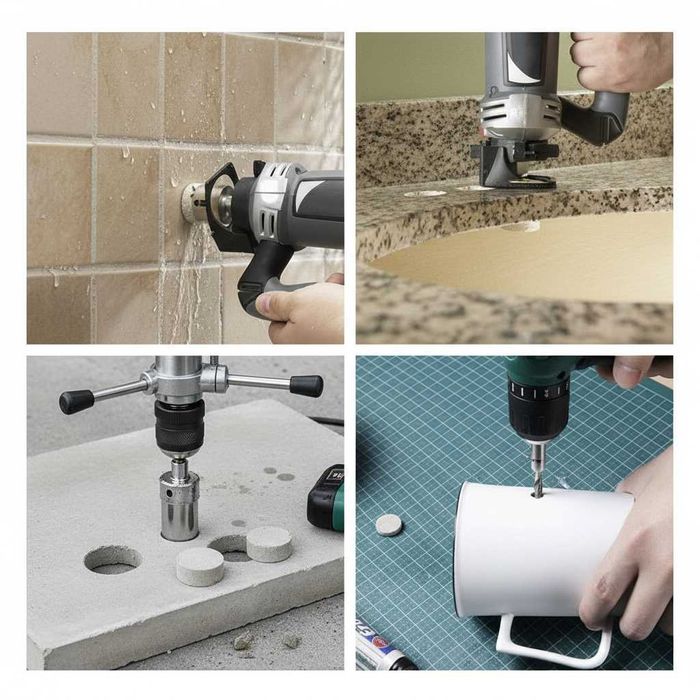 Set 10 carote diamantate pentru gaurit gresie faianta sticla 6-68mm