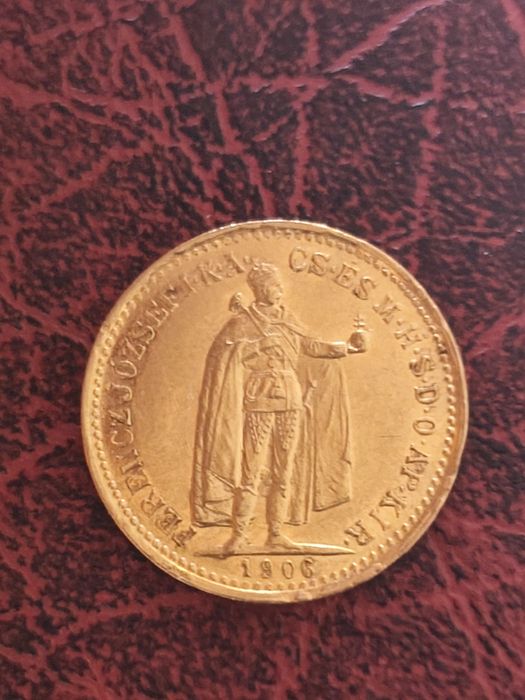 Златна монета 10 корони 1906 год,имп. Франц Йозеф,3.39 гр, проба 900/1