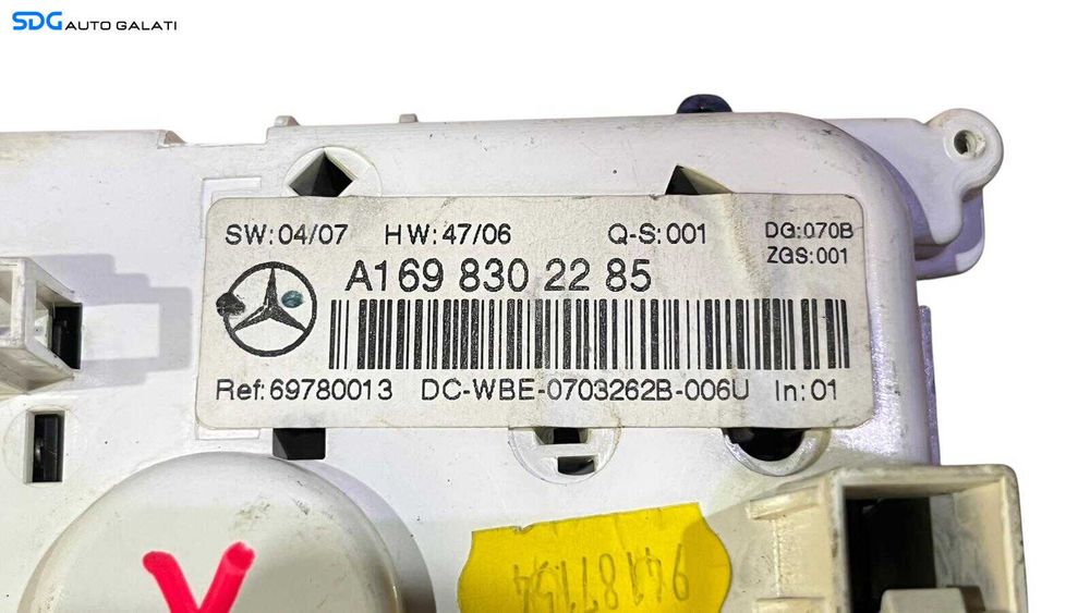 Panou Modul Unitate Comanda AC Aer Conditionat Clima Climatic Mercedes Clasa B Class W245 2005 - 2012 Cod A1698302285 [LC1209]