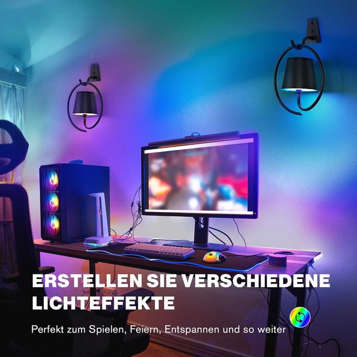 Faithorse Стенна лампа за вътрешна употреба, пакет от 2, RGB