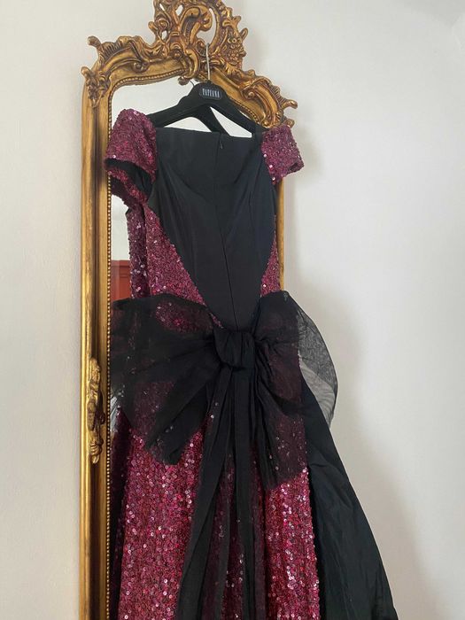 rochie eleganta lunga paiete bordo rochie nunta botez gala M L
