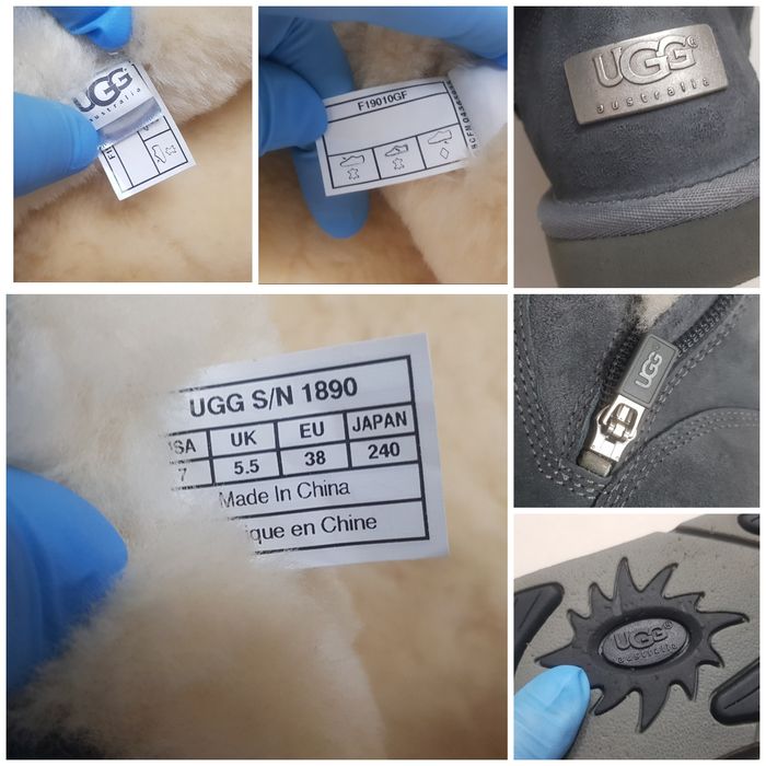 Cizme UGG Australia inalte cu fermoar, piele si blană naturală, nr 38