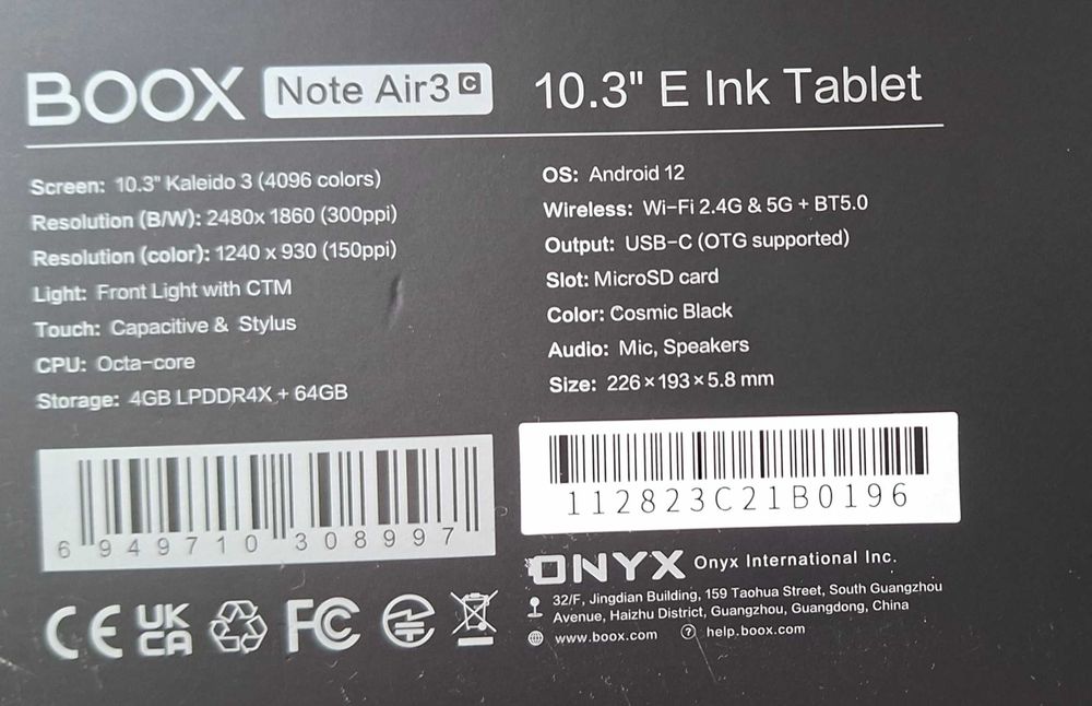 Boox Note Air 3C