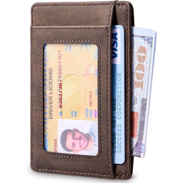 Portofel piele, slim , RFID , perfect pentru noul buletin !!