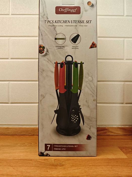 Set ustensile bucătărie Cheffinger 7 piese cu suport