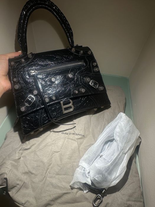 Дамска чанта Balenciaga Hourglass Xs Crocodile Embossed