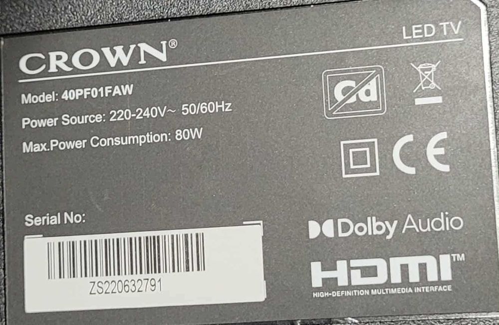 Телевизор CROWN 40PF01FAW 40'