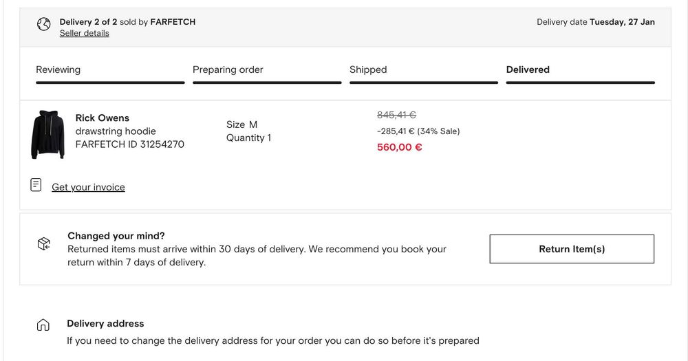 Rick Owens drawstring hoodie | Size M