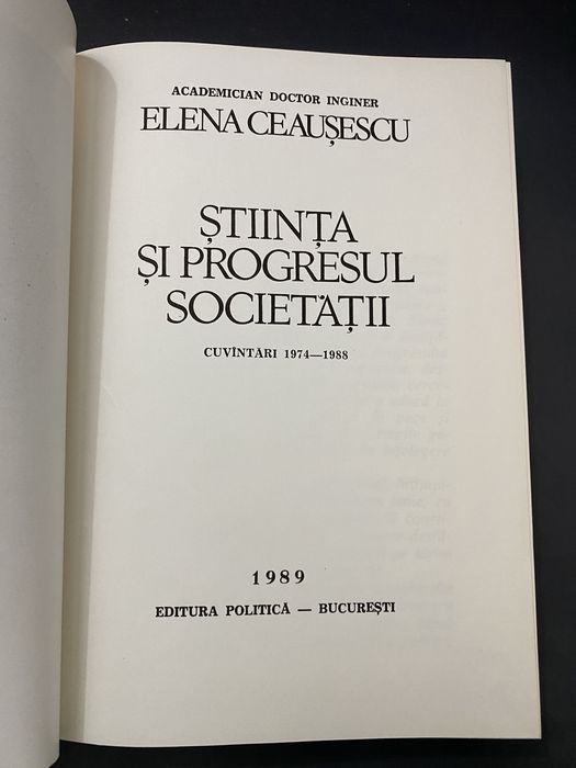 Elena Ceaușescu - știința și progresul societății, Editura Politică