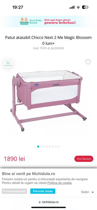Pătuț Chicco Next Me, impecabil!!!