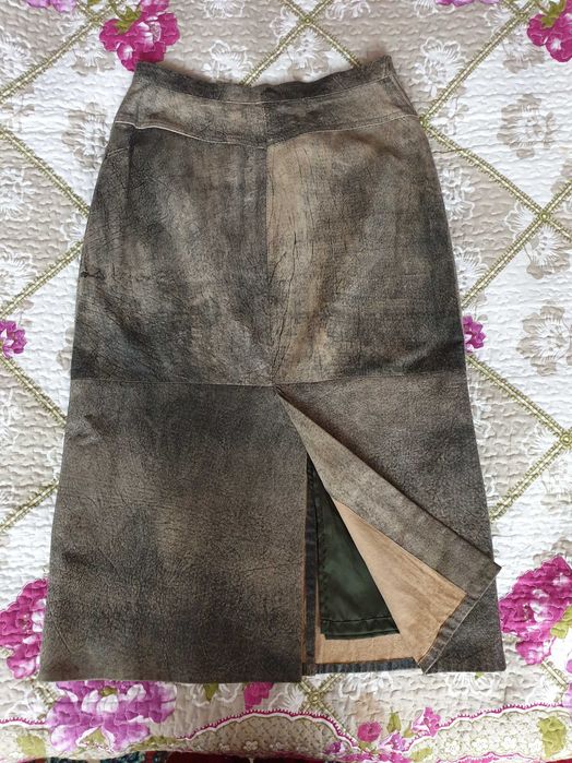 Fusta piele naturala midi