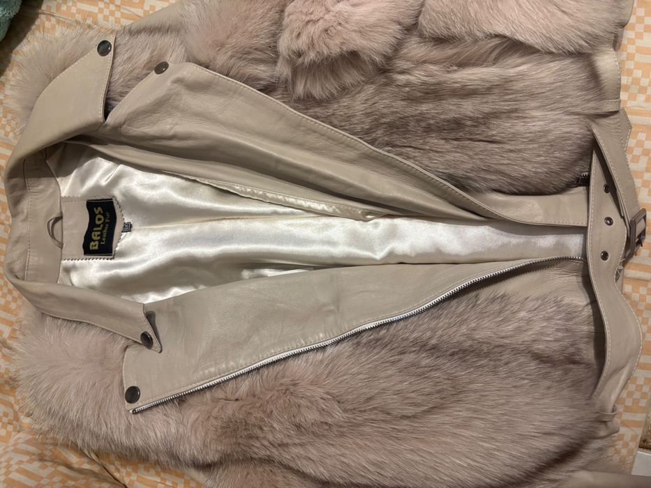 Дамско яке от естествена кожа и естествен пух