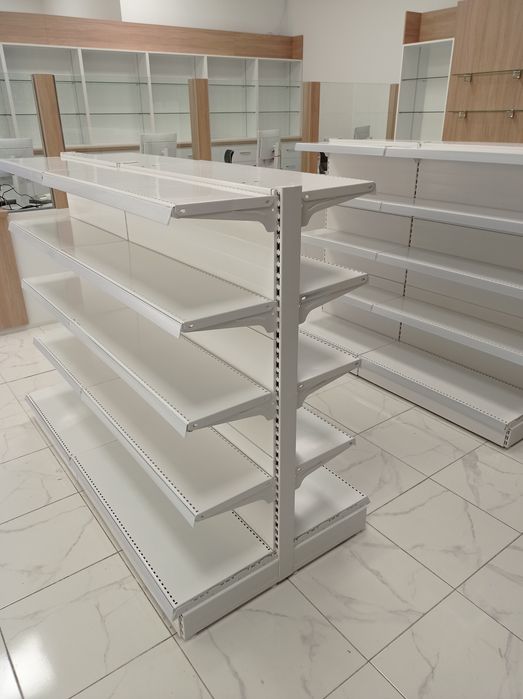 Островен /двустранен/ стелаж за магазини, аптеки