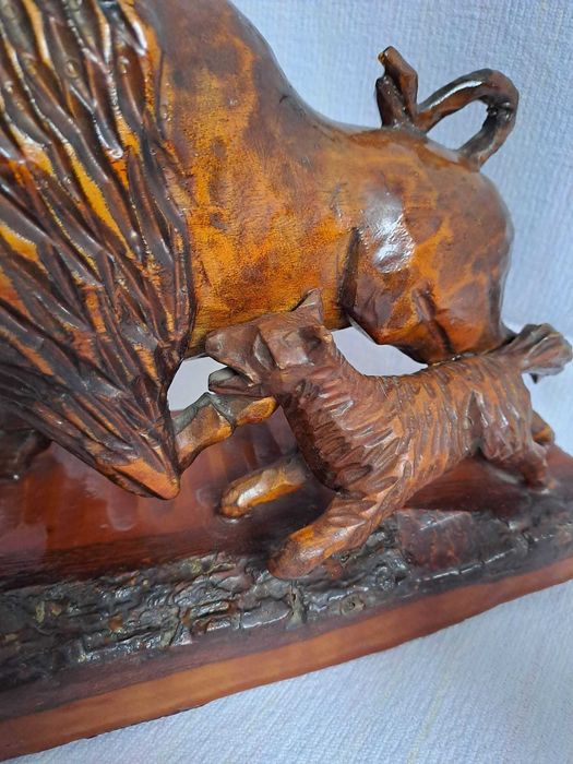 taur lemn bizon lemn statueta lemn