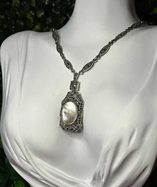 Colier vintage, din argint, Art Deco