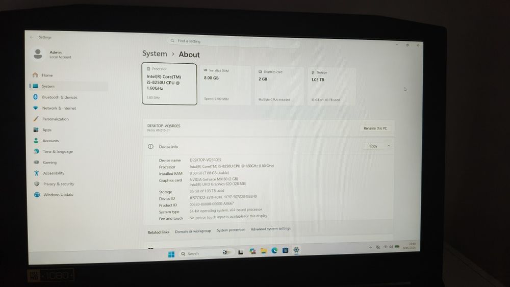 Acer Nitro 5  i5 gen8