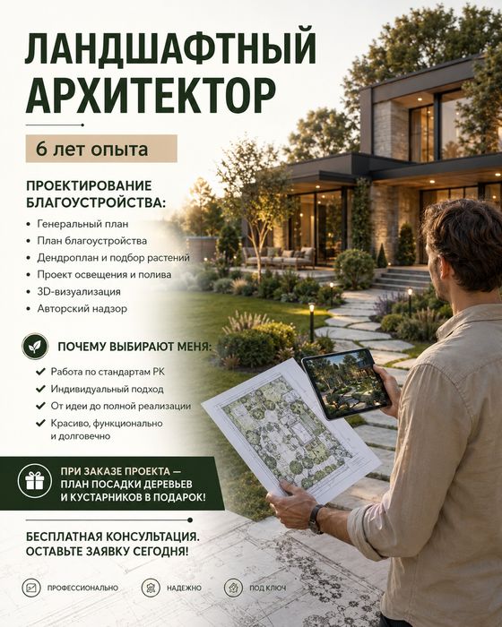 Ландшафтный архитектор Проект благоустройства участка | Алматы Астана