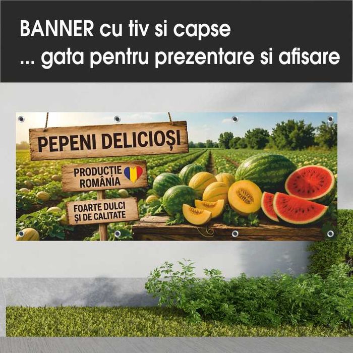 Bannere personalizate cu tematica MICI si BERE, PEPENI, MIERE, LANGOSI, MUST, HOT DOG si alte activitati