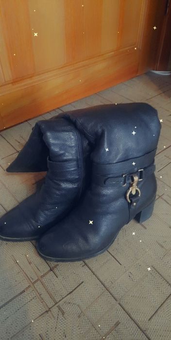 Кожанные зимние сапоги