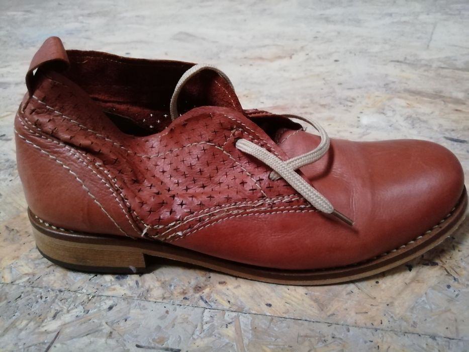 Pantofi / ghete scurte / mocasini, măsura 35, piele naturală, handmade