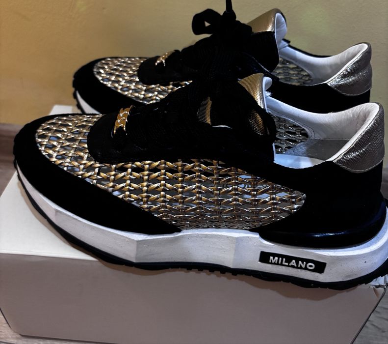 Дамски кецове естествена кожа и велур Milano