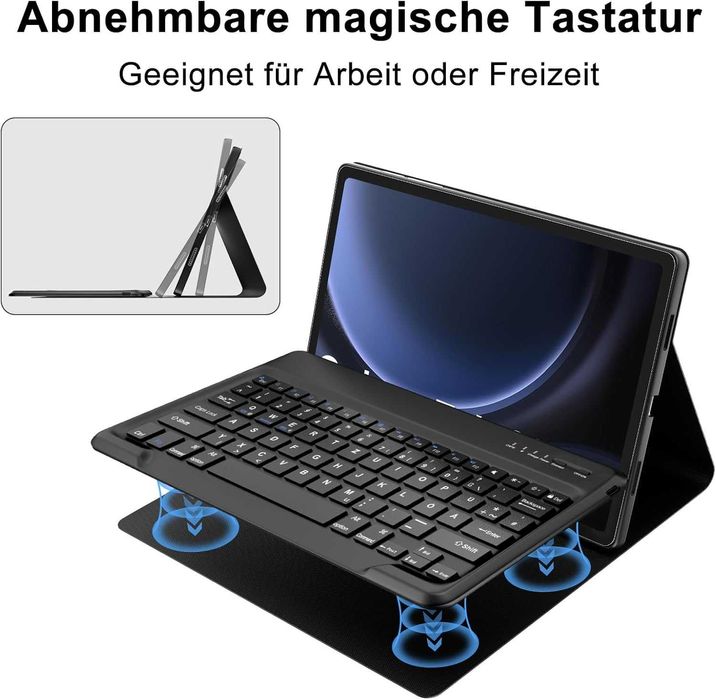 Husă cu tastatură QWERTZ pentru Galaxy Tab S10+/S9 FE+ 12.4 inch