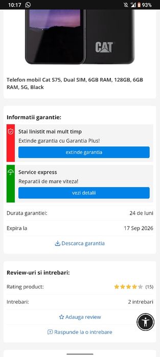 Vand telefon Caterpillar s75