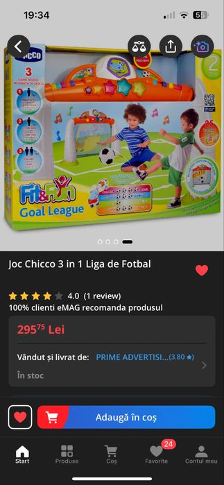 Joc Chicco 3 in 1 Liga de Fotbal, poarta fotbal interactiva impecabila
