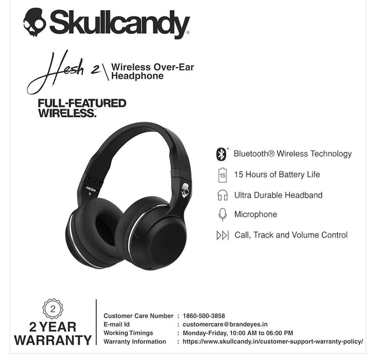 Casti SKULLCANDY Hesh 2, Bluetooth, Over-Ear, Microfon, negru