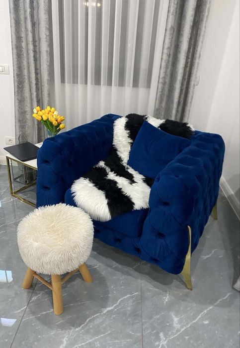 Canapea Chesterfield + 2 fotolii