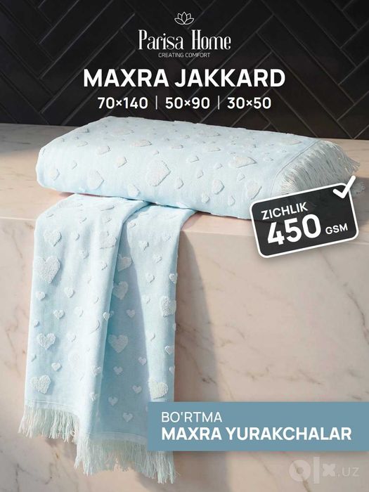 Yurakchali sochiq 70x140, yuz va qo‘l sochig‘i, to‘plam, jakkard maxra