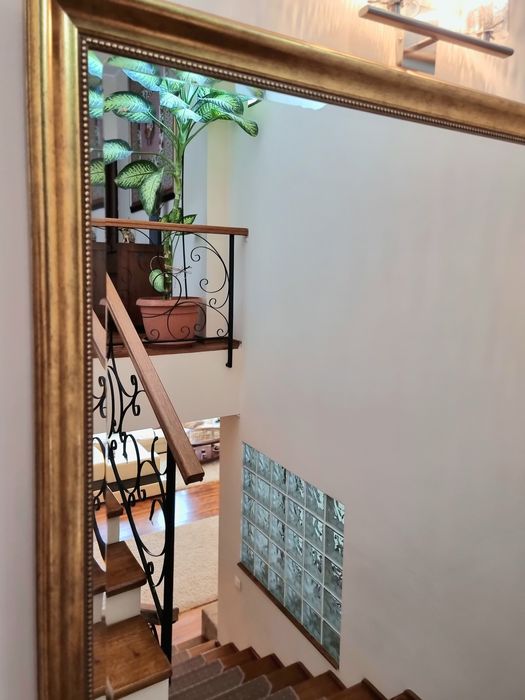 Oglindă masiva Miralite Saint Gobain  ramă lemn gold vintage