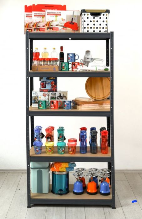 Raft metalic depozitare 200x100x40 cm – 5 polite PAL alb