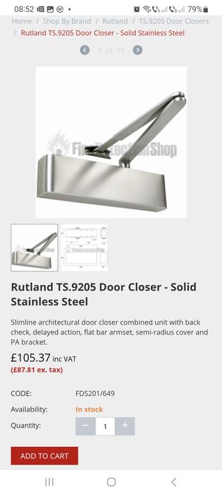 Amortizor usa Rutland TS 9205 120 min rezistență la foc