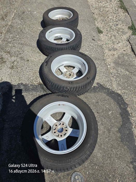 Оригинални лети джанти 16" 5x112 с зимни гуми Bridgestone 215/60/R16 за VW, Audi, Skoda, Seat
